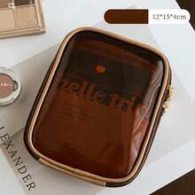 1pc 2026 New High-End PVC Cosmetic Bag For Women, Portable Large-Capacity Makeup Organizer, Fragrance-Free Travel Toiletry Case For Business Trips And Skincare Products - 咖啡棕 - 查看 6