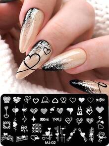 1 khuôn dập móng hình trái tim, khuôn dập móng nghệ thuật kiểu Y2K hình trái tim và đường nét ngọn lửa, phụ kiện dụng cụ dập móng DIY, đồ dùng làm móng nghệ thuật - Bạc - Xem 3