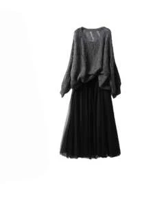 1pc Women's White 1 Meter Long Crinoline Petticoat, Daily Wear Soft Tulle Underskirt, Dress Extender Slip Skirt - Black - View 3