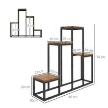 Plant Stand, Flower Shelf, 4 Tiers, Plant Ladder For Balcony And Garden, Light Brown, 80 X 20 X 74 Cm, Sturdy Wooden Flower Stand - Camel - View 3
