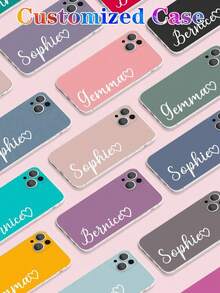 Customized Personalized Name Phone Case, Solid Color Phone Case, Font Phone Case, Valentine's Day Phone Case, Eternal Phone Case, Autumn/Winter Phone Case, TPU Protective Cover, Halloween, Christmas, Anniversary, Valentine's Day, Birthday, Wedding, Mother's Day, Father's Day, Best Friend Gift, Gift For Mom/Dad - Clear - View 1