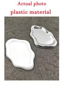 1Pc Cloud Shaped Resin Storage Tray, White & Silver Jewelry Dish, Multi-Purpose Decor Tray For Dressing Table, Desktop, Wedding & Ramadan, Also Ideal For Dessert, Cake & Pastry Display, Stylish Home & Kitchen Ornament - Multicolor - View 7
