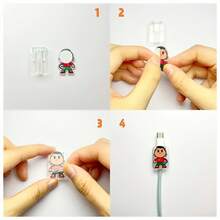 2pcs Cute Cat Holding Heart Shaped 2D Flat Cable Protector, Anti-Breaking, Type-C Phone Data Cable Protector, Stylish And Durable - Type-c - View 10