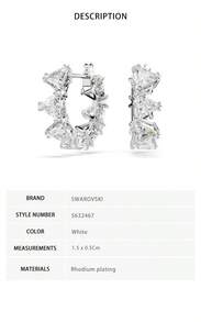 Cercei SWAROVSKI Matrix cu inel mare pentru femei 5632467 - Alb 5632467 - Vizualizare 6