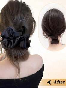 8英寸低马尾假发，带夹子，女士豹纹发带，仿真花苞发型，自然蓬松盘发，假发套装，适合女性