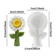 1pc Multi-Use Sunflower Silicone Mold - DIY Diffuser Stone/Baking/Candle Mold Heat-Resistant Reusable For Gypsum/Epoxy Resin Soap Candle Mold Home Ornament - White - View 7