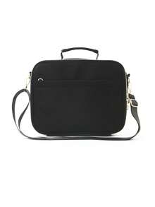 1pc Women'S Large Size Letter Embroidery Multifunctional Bible Bag Shoulder Bag Bible Handbag Bible Bag Bible Bag With Shoulder Strap Bible Bookmark Box Suitable For Girls Women Daily Storage Participating In Worship Activities Give To Children Parents Holiday Gift Does Not Include All The Pens And Notebooks Inside Please Note Whether The Product Size In The Picture Is Suitable For You - Black - View 5