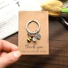 Thank You Gratitude Card Heart Keychain Holiday Card Small Postcard, Employee Appreciation, Encouragement Blessing Close Friends - Ladybug Keychain - View 6