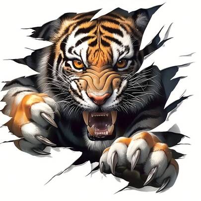 Stunning 2D Tiger Vinyl Decal - Waterproof, Scratch-Covering Sticker For Cars, Laptops & More - Perfect For Trucks, SUVs