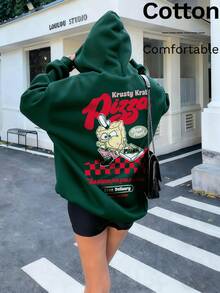 SpongeBob SquarePants Áo nỉ nữ có mũ, màu đen, chất liệu cotton pha, dày dặn, in hình SpongeBob phiên bản hợp tác, họa tiết kẻ caro đỏ, phong cách đường phố punk, thoải mái và đa năng, phù hợp cho mặc nhà, giải trí, hoạt động chuẩn bị cho năm học mới. - Màu xanh lá cây đậm - Xem 8