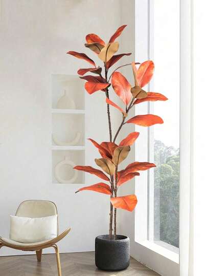 55/110cm Artificial Magnolia Branch, Tropical Ficus Rubber Tree Fake Leaves, Lifelike Ficus Leaves, Artificial Green Plants, Mini Home Decor Fake Plants, Suitable For Home Potted Decor, Hotel Decor, Window Display, Garden Decor, Office Decor, Room Decor, Outdoor Patio Decor, Balcony Decor, Graduation Decor, DIY, Flower Arrangement, Tropical Bonsai Craft Landscape Design, Thanksgiving Decor, Christmas Home Decor, Christmas Gifts, Valentine's Day, Birthday Gifts, Graduation Gifts