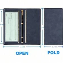 Premium Leather Checkbook Cover For Men And Women Checkbook Holder Wallet RFID Blocking - 深藍 - 查看 4