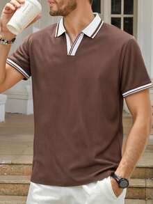 Áo Polo nam công sở, tay dài, cổ chữ V, thích hợp mặc đi làm hoặc các dịp thường ngày. - Cà phê nâu - Xem 2