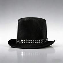 Stage Costume Top Hat For For Men And Women  Style Shiny Rhinestone Tuxedo Magician Cap - 黑色 - 查看 3
