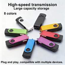 128GB/64GB/32GB/16GB/8GB/4GB/2GB/1GB High-Speed Metal Rotating USB Flash Drive, 8 Color Options, Compatible With Smartphones, Computers, Car Accessories, And Gaming Devices, Secure And Portable File Storage - Black - View 1
