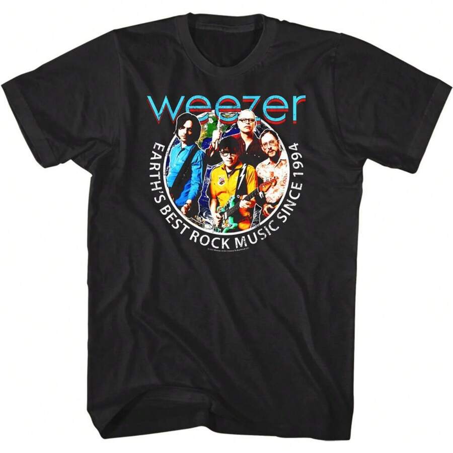 Weezer Earth's Best Rock Music Men's T Shirt - 黑色 - 查看 1