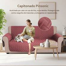 AMOROSA Couch Cover - Burgundy/Khaki - View 3