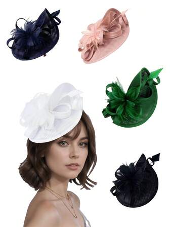 1pc Vintage Feather Flower Arrow Fascinator Hat, Women's Church Kentucky Derby Headband Bridal Wedding Hat Tea Party Headpiece, Back To School Mini Hat, Mini Bowler Hat, Mini Top Hat, Mini Visor Hat, Headpiece, Dance Accessory
