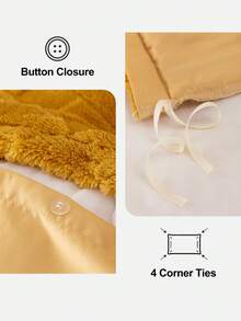 Conjunto de capa de edredom em sherpa jacquard (2/3 peças), macio e quente, com acabamento jacquard para uma textura superior, perfeito para um quarto aconchegante. Inclui 1 capa de edredom e 1/2 fronhas. Não inclui enchimento para travesseiro. Lavável à máquina. Certificado Oeko-Tex. - Ouro - Ver 5