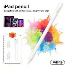 1pc Aluminum Alloy Stylus Pen Compatible With Apple IPad/Pro/Air/Mini 2018 And Later Versions, For Writing, Drawing, Touch Screen Capacitive Pen - White - View 1