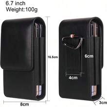 CSFunda de piel para telefono celular color cafe con clip para cinturon de piel universal para hombre funda de piel para cinturon de telefono funda para telefono inteligente riñonera - 6.7 PULGADAS+Negro - - Ver 2