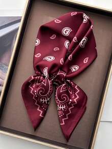 1条波西米亚风70厘米头巾，休闲腰果印花方巾/领巾，男女皆宜