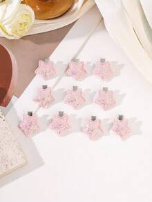 10pcs Cute Pink Glitter Star Hair Clips