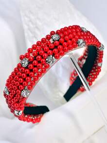 1pc Elegant Women's Headband, Suitable For Daily Hairstyles, Bridal Wedding, Photography, Dates, Holidays, Valentine's Day - Red - View 6