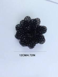 1pc Fashionable & Delicate Black & White Polka Dot Chiffon Fabric Rose Brooch/Corsage, Suitable For Women's Daily Work Outfit Matching - Roses - View 4