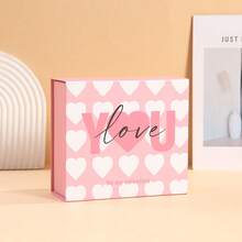 浪漫心形礼盒套装 - 粉色底红色爱心图案及爱情语录，适用于情人节、周年纪念日及求婚 - 彩色 - 查看 14