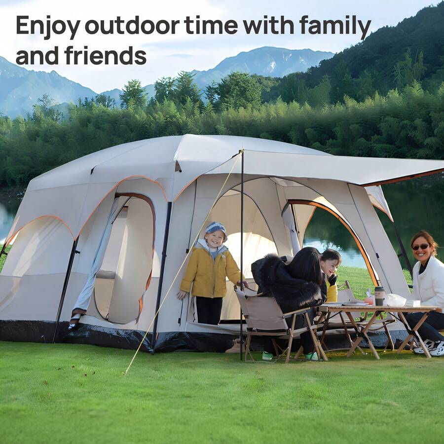 Senmeo 4-6 Person Automatic Quick Opening And Closing Camp Tent ,Double Layers Oversize 2 Rooms,Thickened Rainproof ,Outdoor Family Camp Tour Equipment