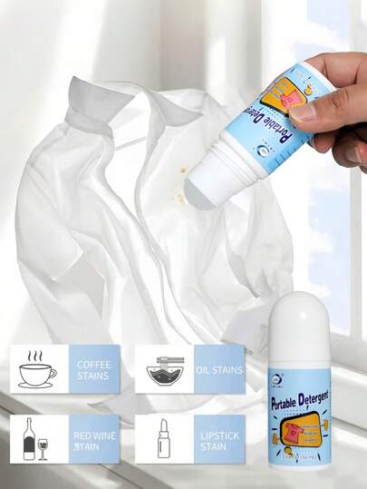 1pc/2pcs/3pcs 50ml Portable Stain Remover Roll-On, Strong Cleaning Pen, No-Rinse Quick Cleaning Liquid Roll-On Cleaner, Fabric Cleaning Tool