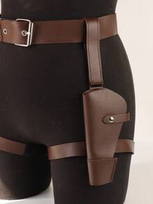 1 chiếc bao đựng súng lục đôi bằng da PU màu nâu/đen có thể điều chỉnh | Phong cách Trung cổ/Hiện đại miền Tây với hệ thống móc cài thắt lưng, tương thích với nhiều loại súng lục, thích hợp cho hóa trang cao bồi/cảnh sát, phụ kiện trang phục cosplay. - A - Xem 6