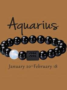 1件装十二星座男士手链，天然虎眼石男女通用弹力绳时尚情侣手链，适合作为家人朋友生日、圣诞节、情人节礼物 - 彩色 - 查看 23