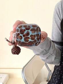 Cheetah,Leopard Print Creative Minimalist Blue & Brown Leopard Print Shock-Proof Earphone Protective Case, Suitable For AirPods 1/2/3/4/Pro/Pro(2nd)/Pro(3rd), Shock-Proof Bluetooth Earphone Protective Case - Brown - View 4