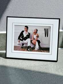 1pc Simple Black Plastic + Glass Frame Glass Photo Frame, Wedding Photo Frame, Tabletop Or Wall Hanging - Black - View 6
