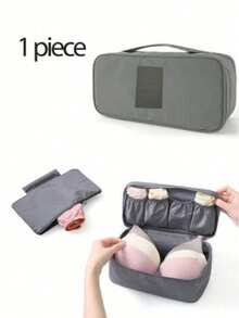 1个便携式旅行收纳袋，简约多隔层拉链收纳袋，方便的内衣/文胸收纳袋，防水旅行整理袋，多层洗漱用品收纳袋，杂物及化妆品收纳袋 - 彩色 - 查看 1