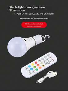 Bóng đèn LED RGB nhiều màu, đèn âm trần đa sắc, đèn nền có thể điều chỉnh độ sáng, bóng đèn hình cầu RGB với công tắc cảm ứng điều khiển từ xa và chức năng sạc khẩn cấp, thích hợp trang trí phòng khách, phòng ngủ. - bóng đèn RGB - Xem 6