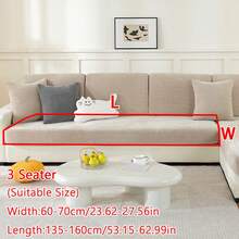 1pc Four Seasons Universal Plain Chenille Jacquard Non-Slip Sofa Seat Cushion Cover. Simple And Modern Style, Soft And Skin-Friendly, Pet-Proof And Elastic Sofa Cover. Suitable For Living Room L-Shaped Combination Sofa, 1/2/3/4 Seat Sofa. - Khaki - View 12