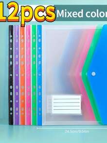 1个/12个装 LDQ A4 可扩展文件袋，带按钮，11孔活页夹口袋 - 高强度PP塑料文件收纳盒，带锁定装置，颜色鲜艳（灰色） - 耐用的A4活页夹收纳盒，适用于学校、办公室、家庭 - 多色1 - 查看 5