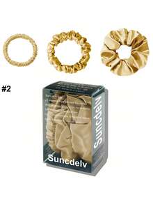 3件套100%纯真丝发圈套装，优雅简约风格，22姆米厚度，纯色发绳，高品质发圈，包含1厘米/2厘米/3厘米三种宽度，是节日礼物、马尾辫发圈、发绳、橡皮筋发圈的最佳选择。 - 彩色 - 查看 13