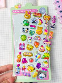 Cartoon Embossed Fun Stickers - Crystal Diamond Children's Decorative Stickers - 3D Stickers - Cute Stereoscopic Stickers. Perfect Decoration - Perfect Gift. The Perfect Choice For Home Decor, Party Decor, Birthday Gifts, Various Holiday Gifts, And Fashionable Items. - Multicolor - View 4