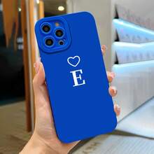 Phone Case - (With A White Hollow Heart Above The Letter E) English Title: E,Suitable For IPhone17 Air - Blue - View 9