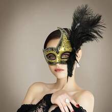 Coddsmz Women Feather Masquerade Mask Venetian Party Mask Mardi Gras Masks Princess Fancy Dress Mask Halloween Costume Mask - Colorful9 - Xem 3