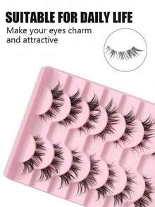 10 Pairs Thick 3D Multi-Layer DD Curly Russian Volume False Eyelashes, High Curl Degree, Dense & Bold Whole Piece Eyelash Extensions,Reusable, Cat's Eye False Eyelashes - Cat Eye Lashes - View 5
