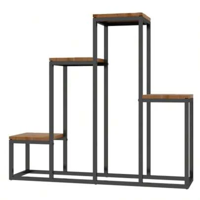 Växtställ, blomhylla, 4 våningar, växtstege för balkong och trädgård, ljusbrun, 80 x 20 x 74 cm, robust blomställ i trä