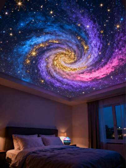 1pc Bedroom Night Light Projector, Starry Sky Aurora Ocean Wave Projector, RGB 16 Colors Remote Control Ceiling Projector, Suitable For Home Gatherings And Holidays, Bedroom Decor, Game Room, Home Theater, Valentine's Day Date Decor/Room Decor/Home Decor/Party Decor/Wall Decor Light, No Laser