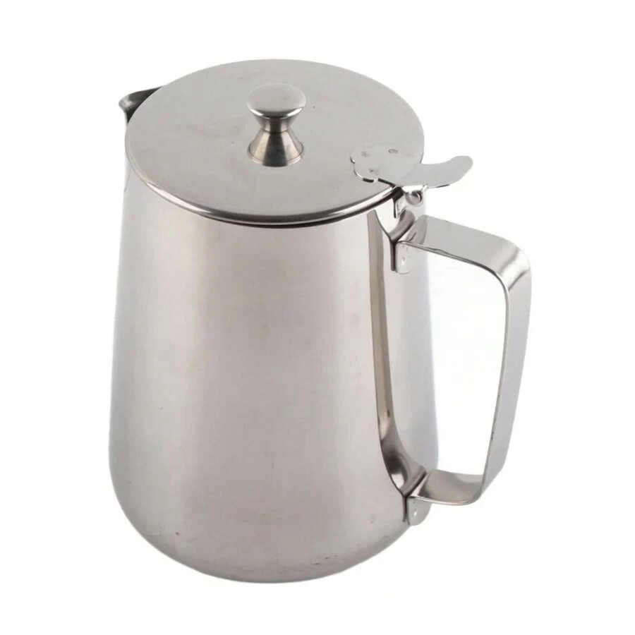 Taza de Espuma de Leche de Acero Inoxidable 304 con Asa, Jarra de Espuma a Prueba de Fugas, Taza de Aislamiento al Vacío, Agarre Cómodo, Fuerte/Duradera - 1000 ml - Ver 1