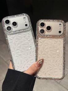 Premium Diamond Pattern Phone Case, Sparkly Shining Phone Case, Exquisite Stylish Versatile Accessory, Inlaid With Double Rows Of Rhinestones, New Year Vibe, Perfect Gift For Friends, Shockproof, Anti-Slip, Scratch-Resistant, Compatible With 17 Phone