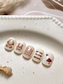 Flat Cartoon Rabbit Nail Stickers With Adhesive, Versatile Cute Rabbit Nail Art Decals - Multicolor - View 2